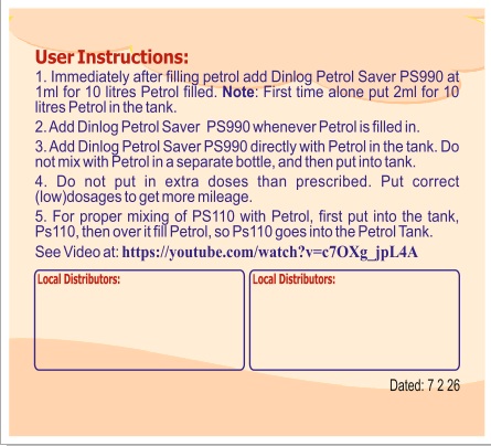 Dinlog Petrol Saver PS990 English Leaflet 7226 P2